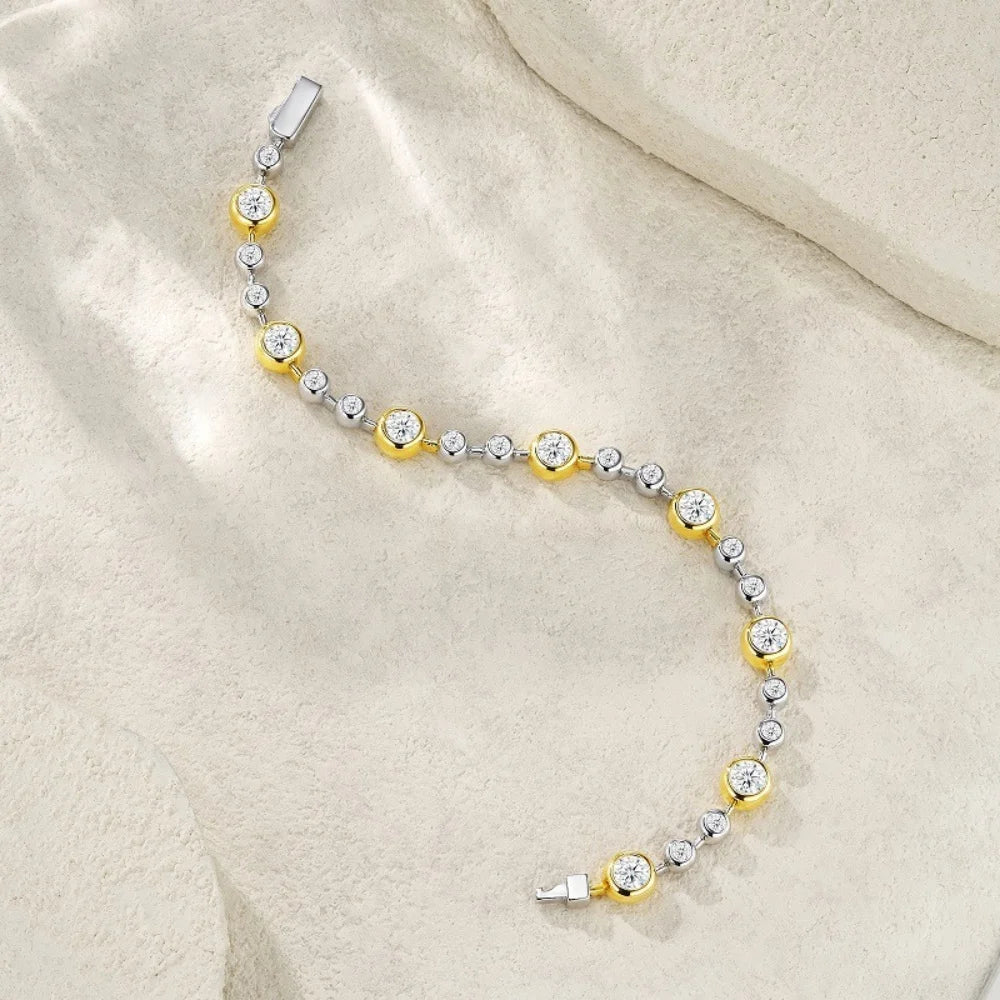 NKHOG 5mm Full Moissanite Bubble Bracelets For Women 925 Sterling Silver Double Color Diamond Bangle Party Jewelry GRA Wholesale